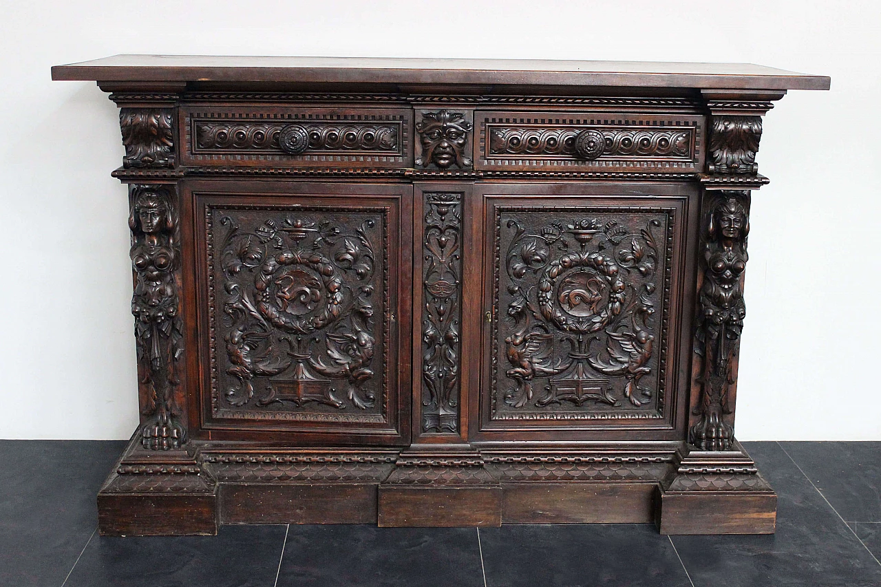 Richly and finely carved neo-renaissance sideboard 1095444