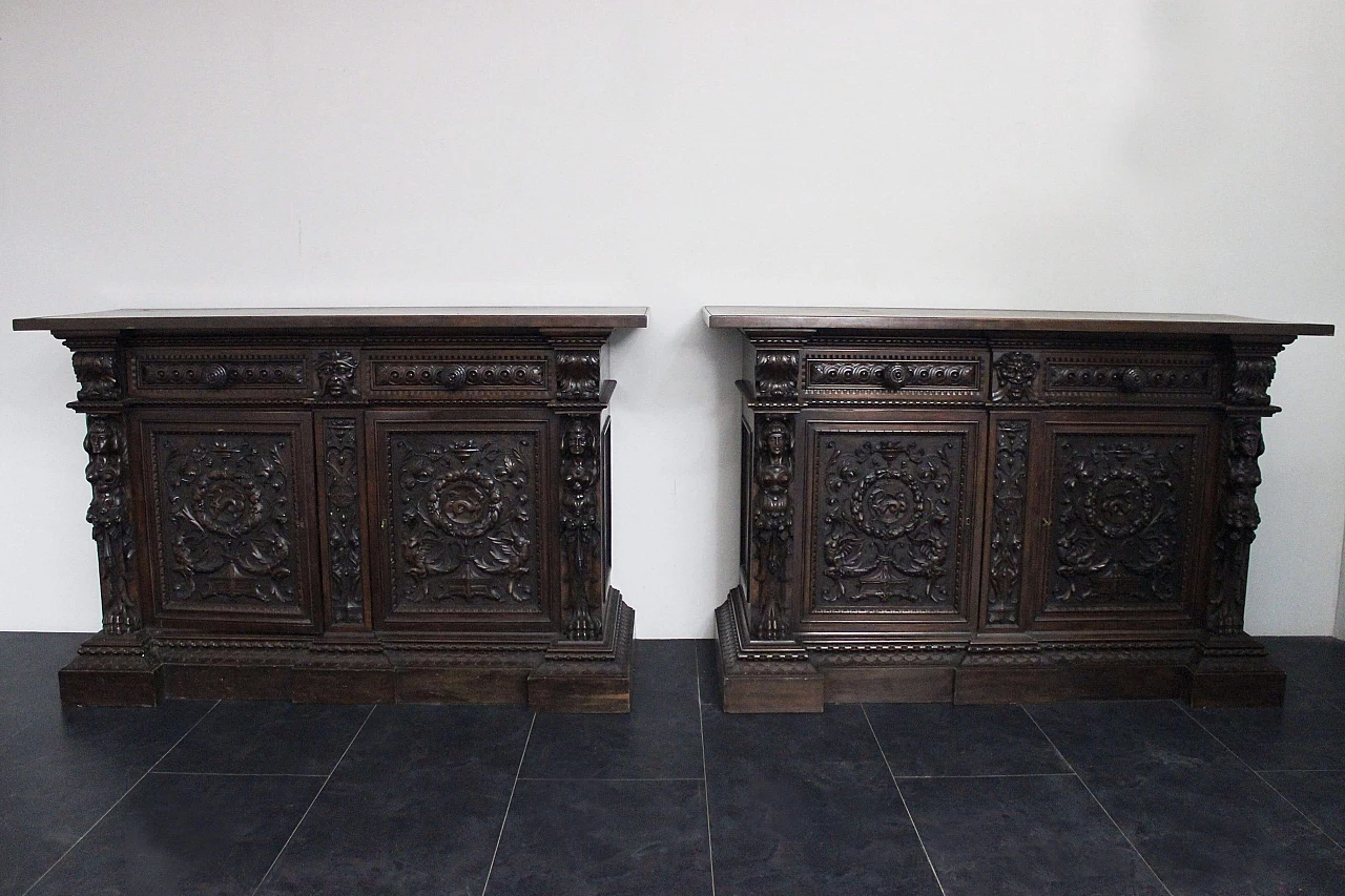 Richly and finely carved neo-renaissance sideboard 1095456