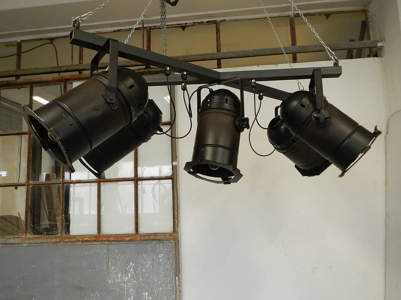 Vintage theatre ceiling lamp with 5 lights, 80s 1095739