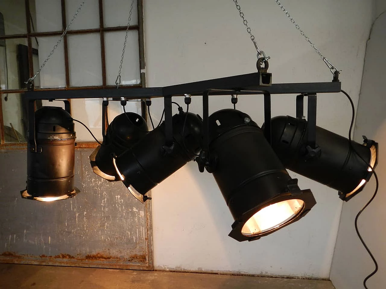 Vintage theatre ceiling lamp with 5 lights, 80s 1095743