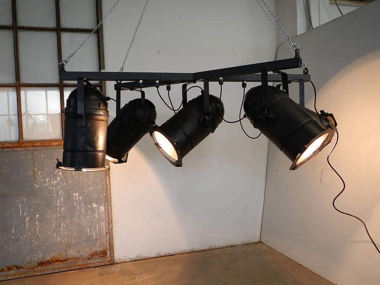Vintage theatre ceiling lamp with 5 lights, 80s 1095744