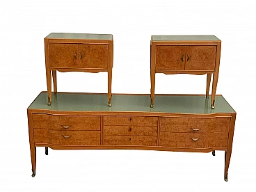 Chest of drawers and pair of nightstands by Saffa Milano, 1950s
