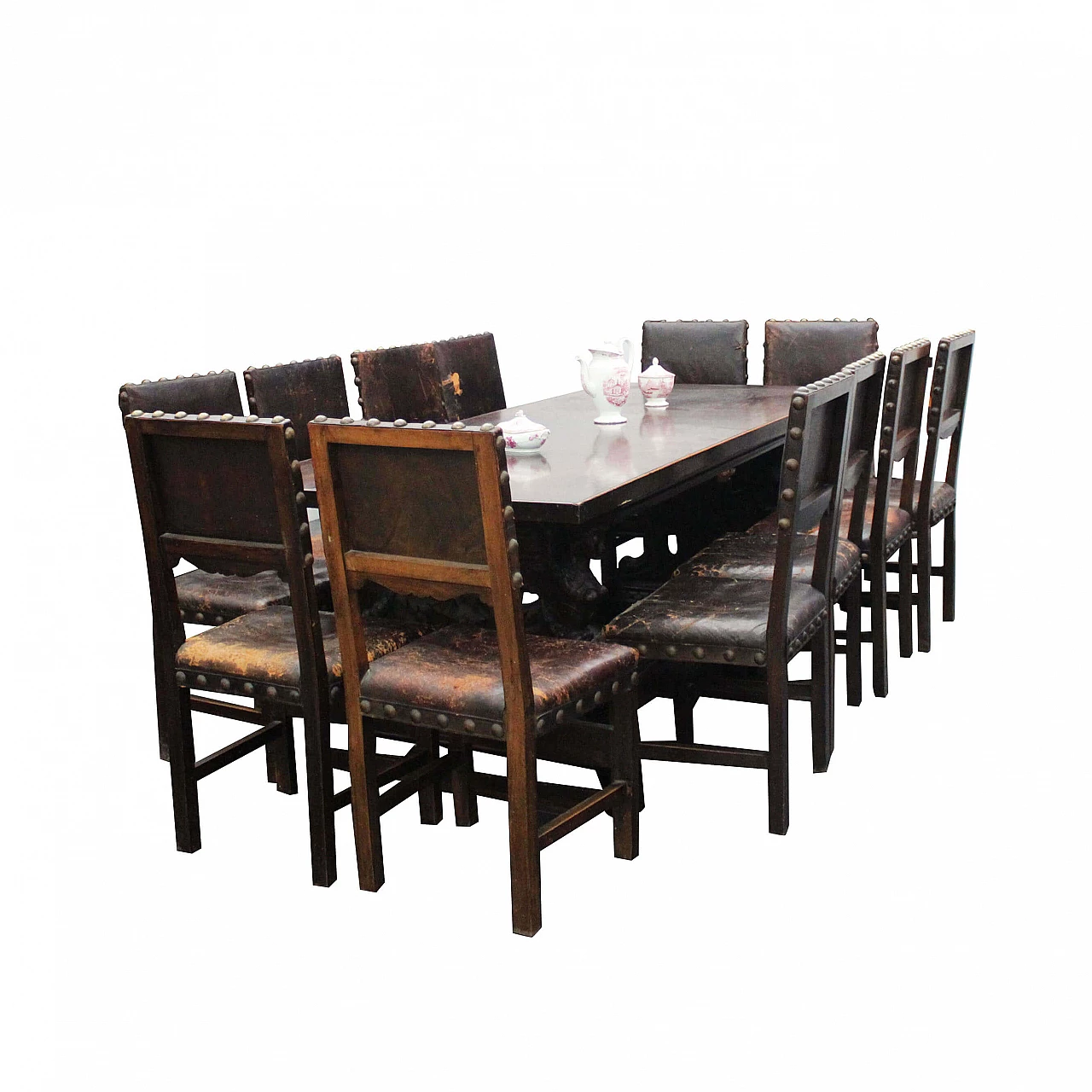 Tavolo con 12 sedie Neorinascimento, fine 800 primi 900 1095856