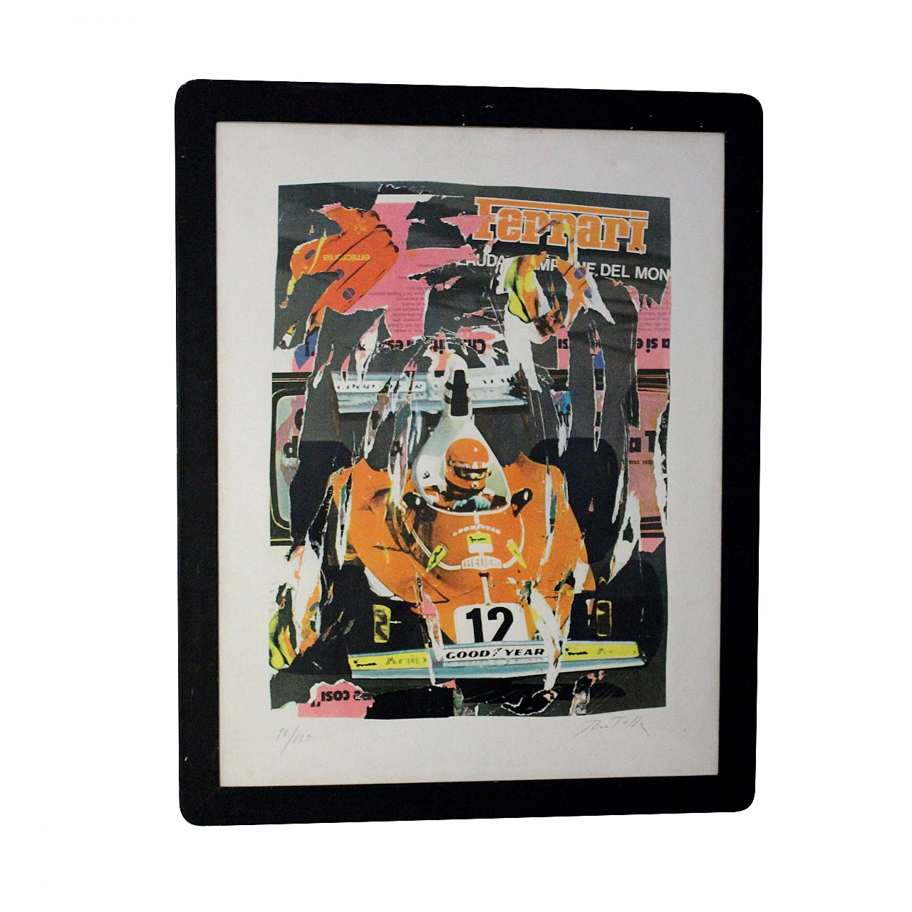 Numbered print of Ferrari and Niki Lauda by Mimmo Rotella, 70's 1095868