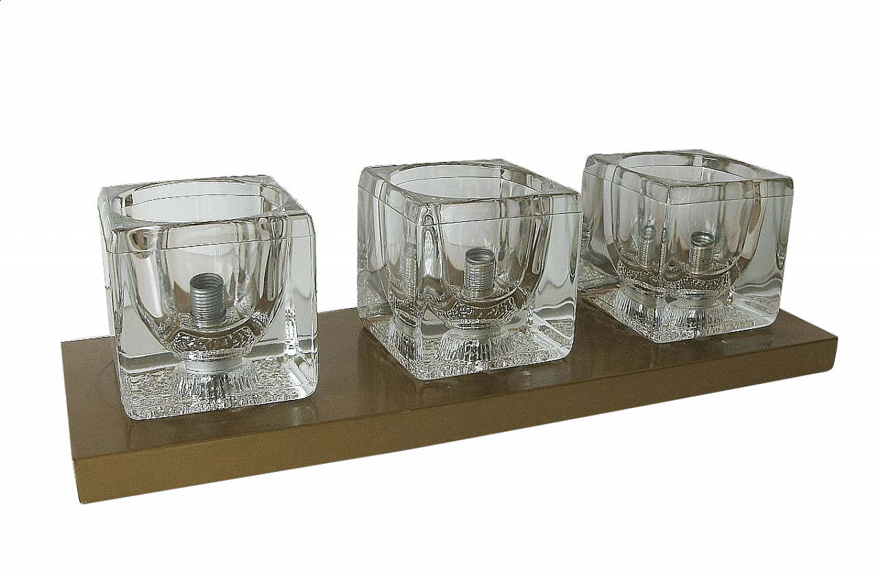 Applique in ottone e vetro di Peill & Putzler, anni '70 1096007