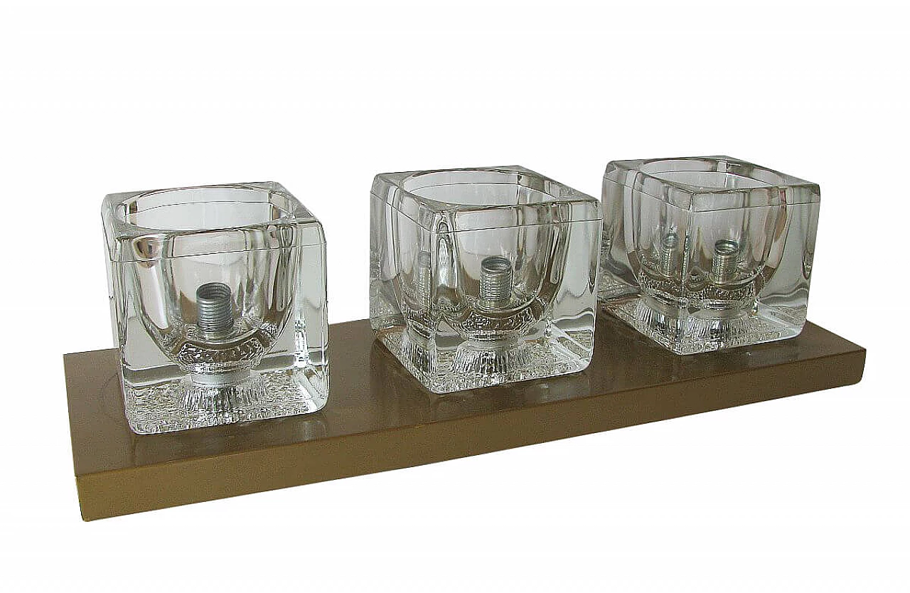 Applique in ottone e vetro di Peill & Putzler, anni '70 1096008