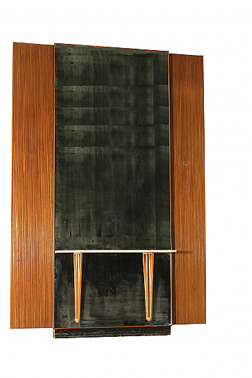 Imposing console with mirror in the style of Osvaldo Borsani, 1950s