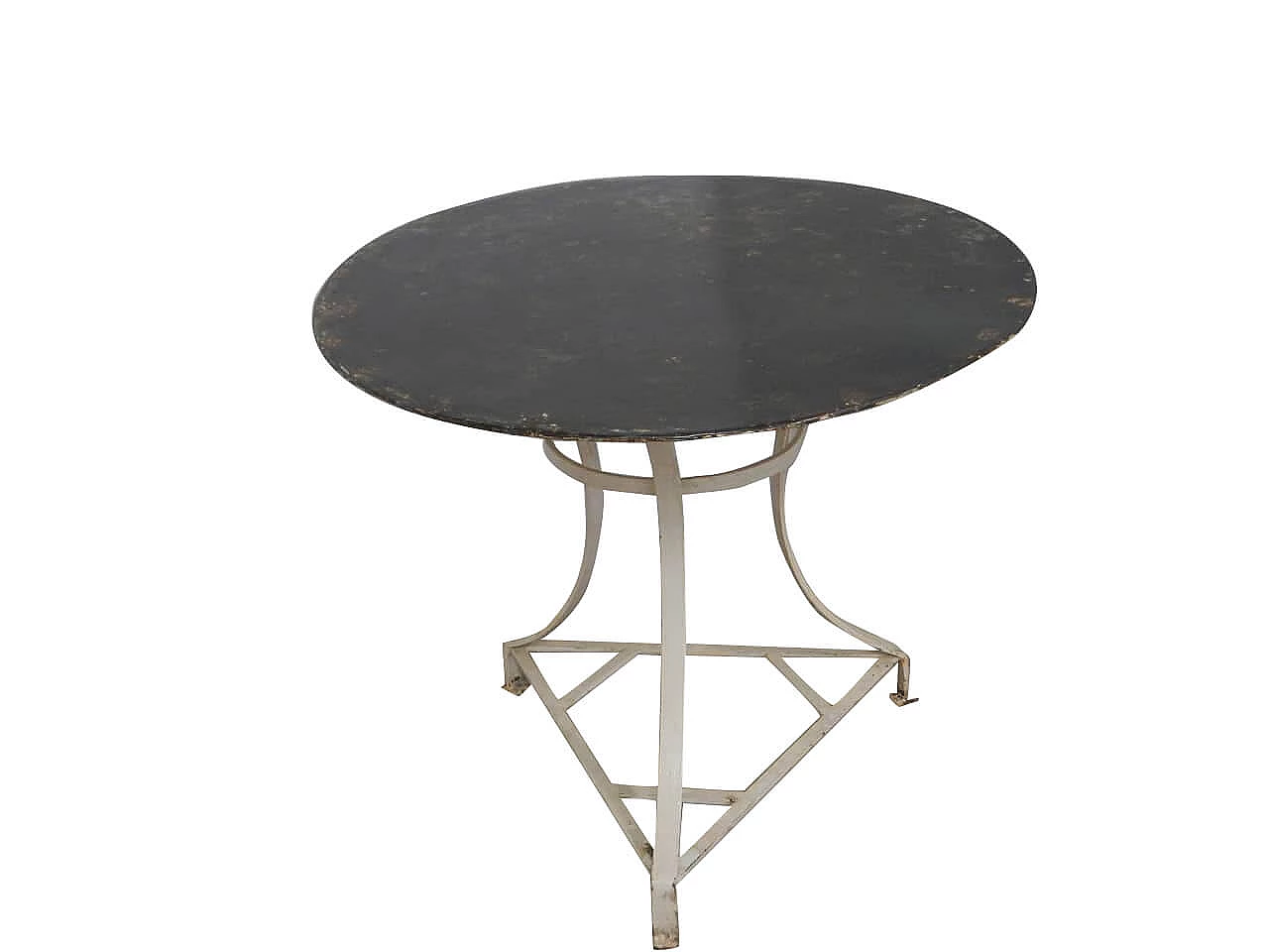 Outdoor round table in white metal, 30s 1096043