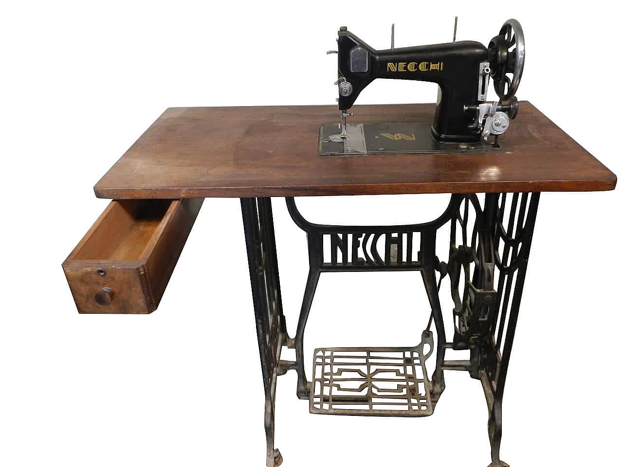 Necchi sewing machine with table and drawer, Italy, 50s 1096242