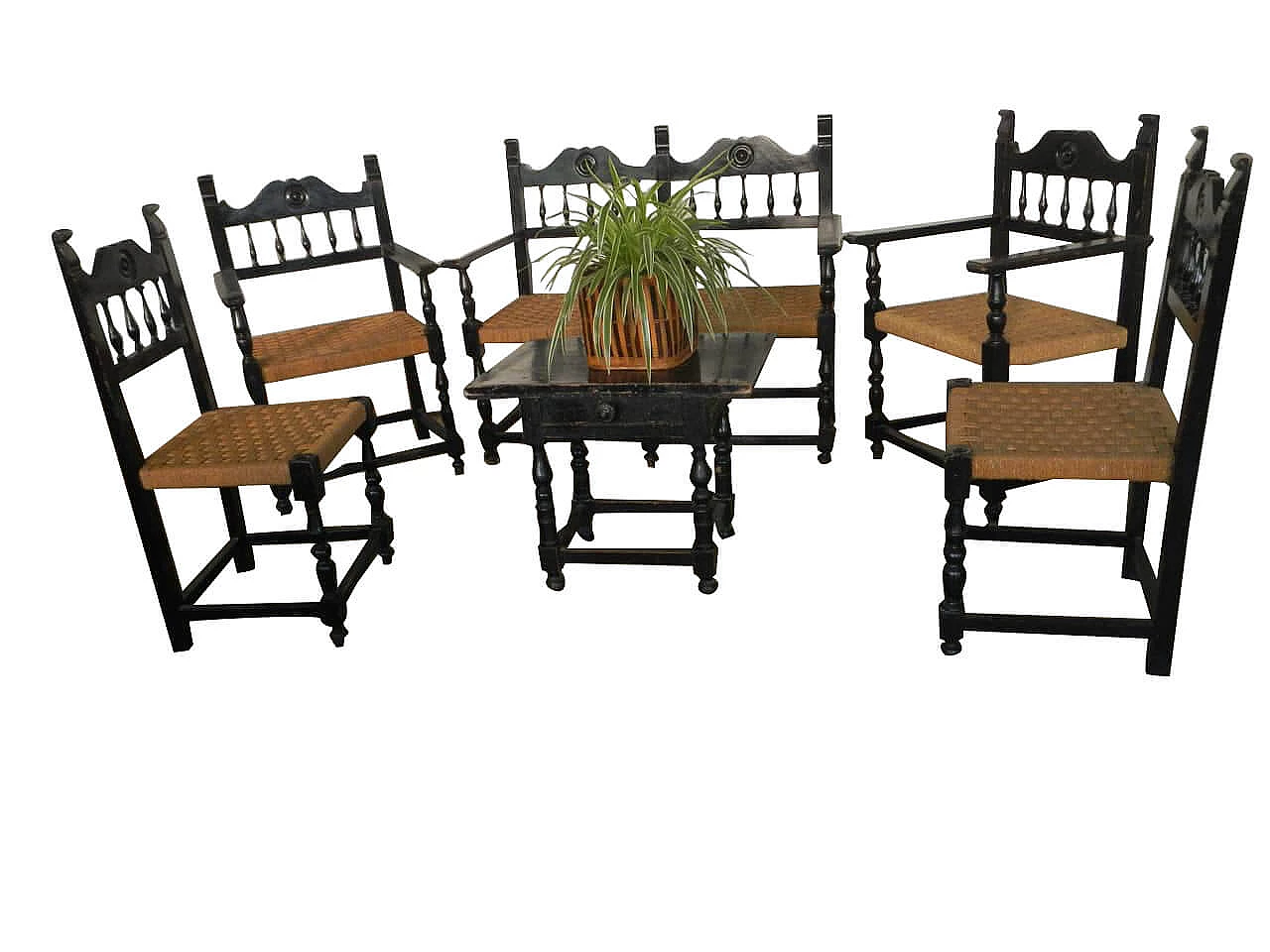 Set da salotto in legno scuro,  anni 20 1096248