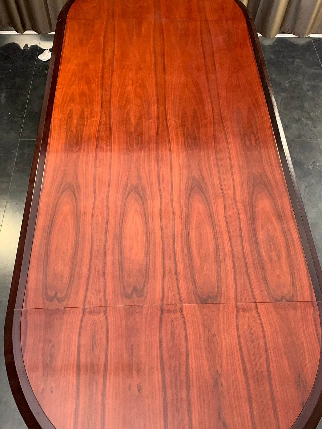 Elliptical table in solid rosewood and mahogany veneer, 1960s 1096706