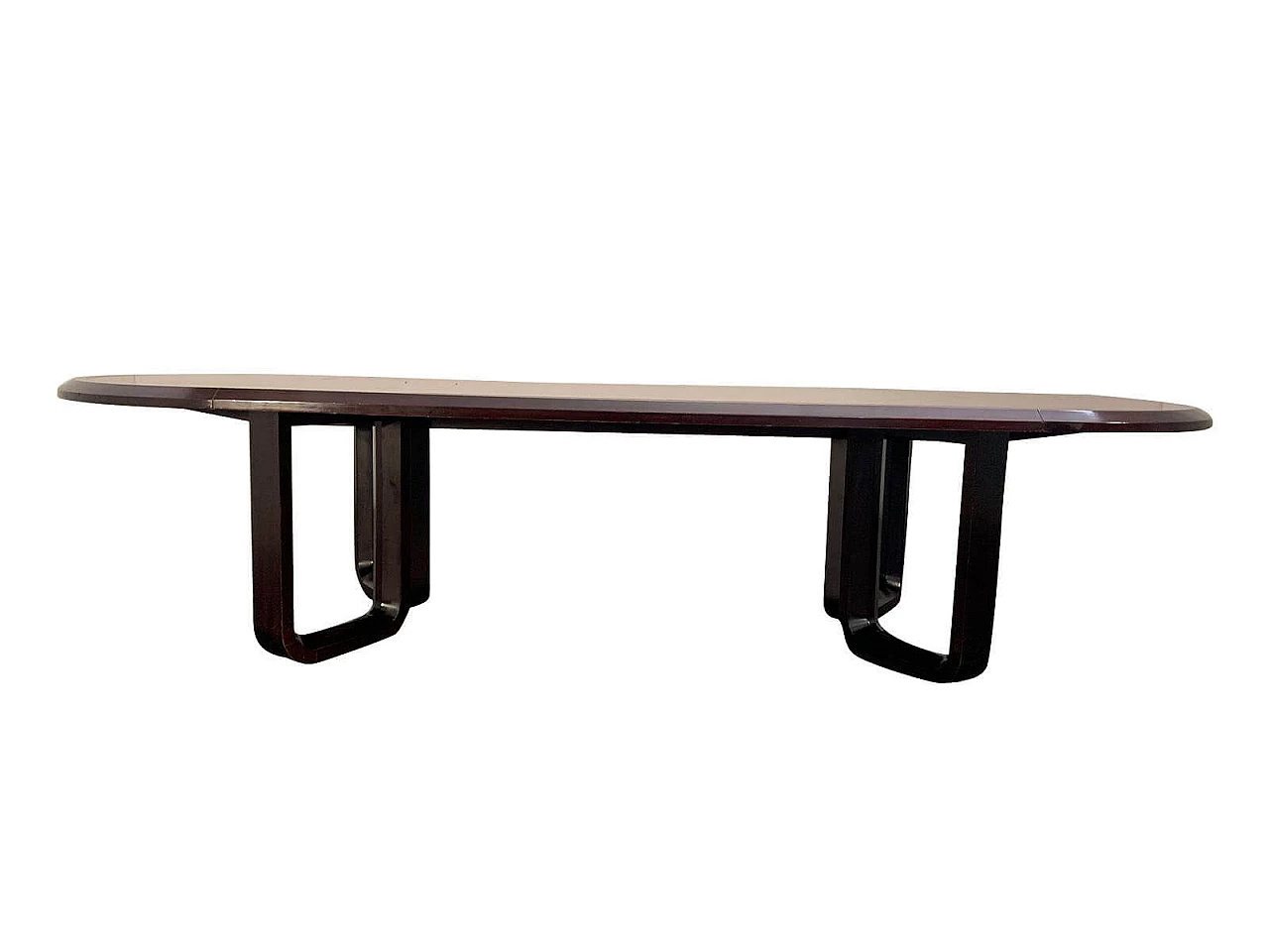 Elliptical table in solid rosewood and mahogany veneer, 1960s 1096872