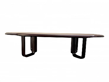 Elliptical table in solid rosewood and mahogany veneer, 1960s