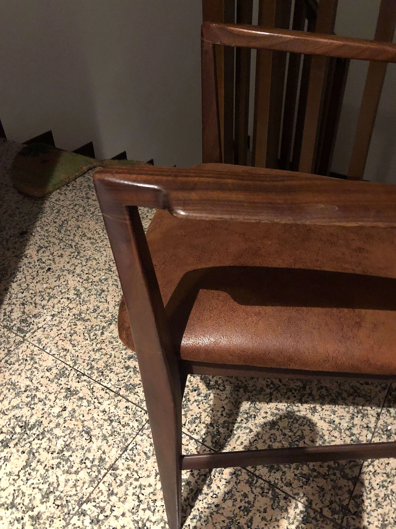 Armchair in mahogany and skai, 1950's 1097274