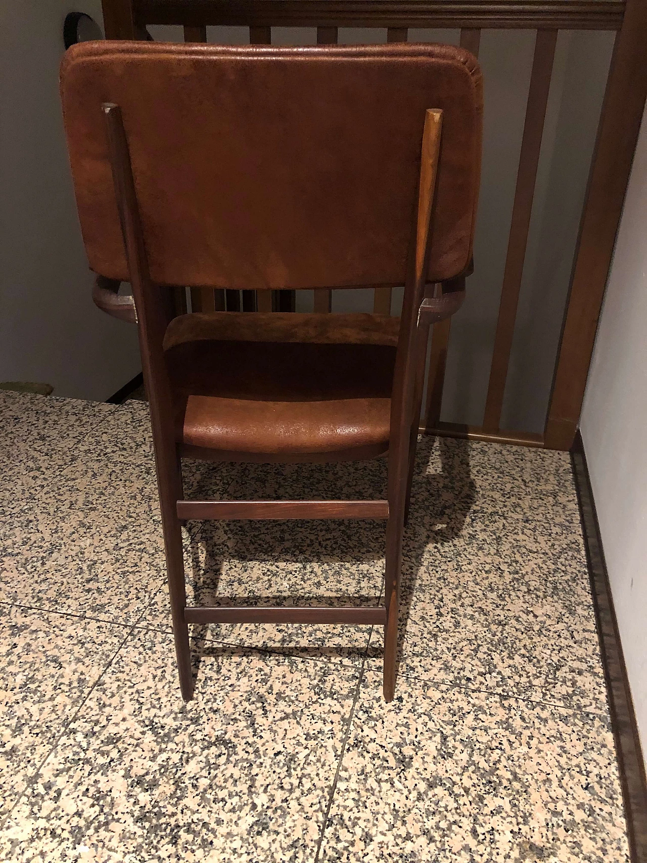 Armchair in mahogany and skai, 1950's 1097275