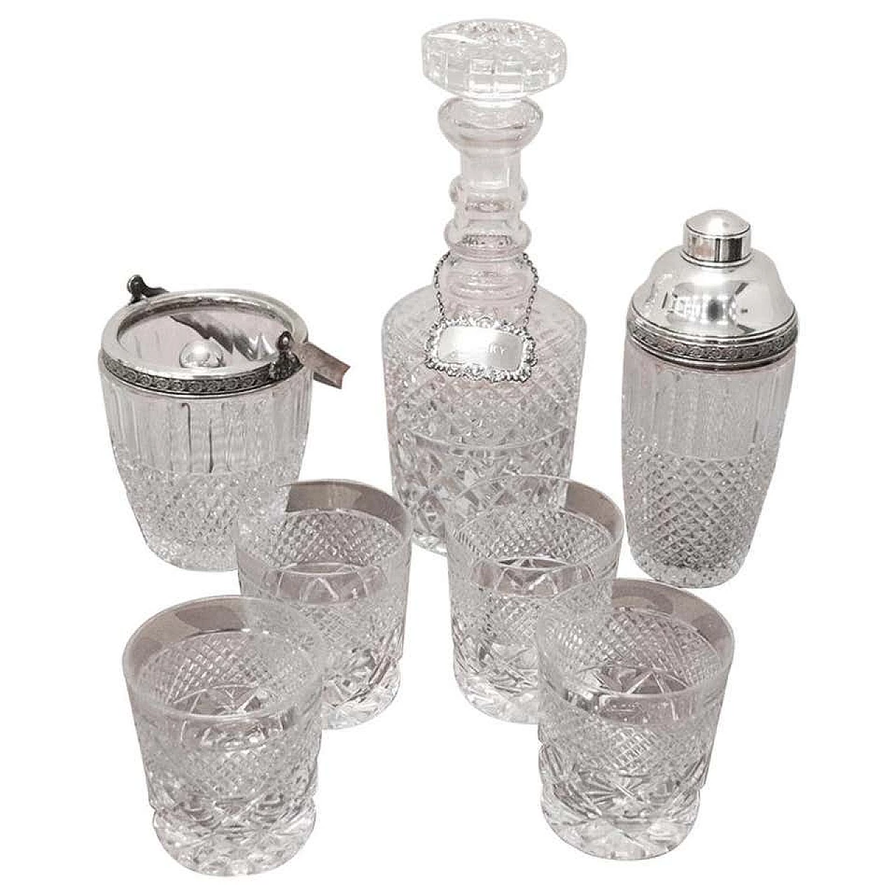 Elegante Set da Whisky in cristallo e argento 1097342