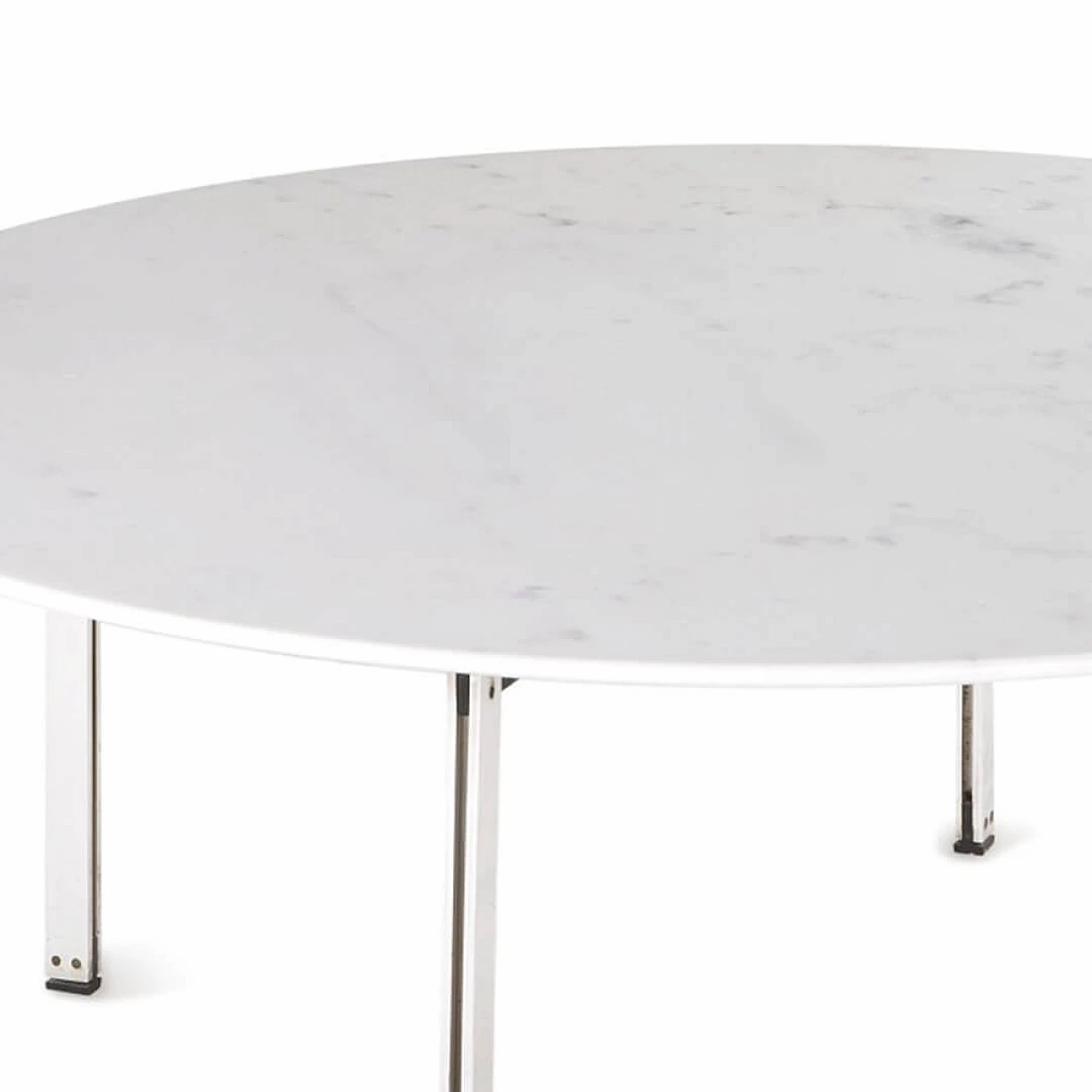 Tavolino rotondo in marmo bianco e metallo di Florence Knoll per Knoll International, anni '50 1097962
