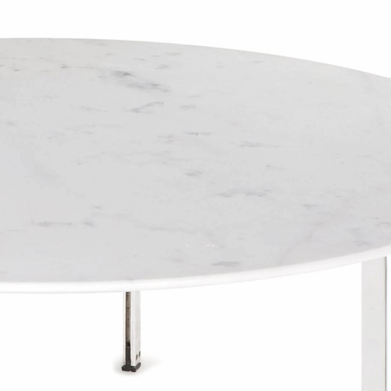 Tavolino rotondo in marmo bianco e metallo di Florence Knoll per Knoll International, anni '50 1097963
