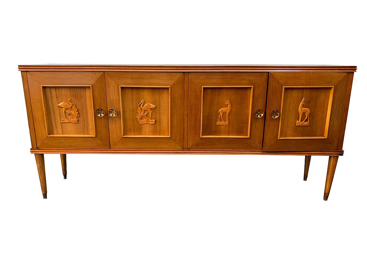 Oak sideboard with carved animals, 50's 1098347