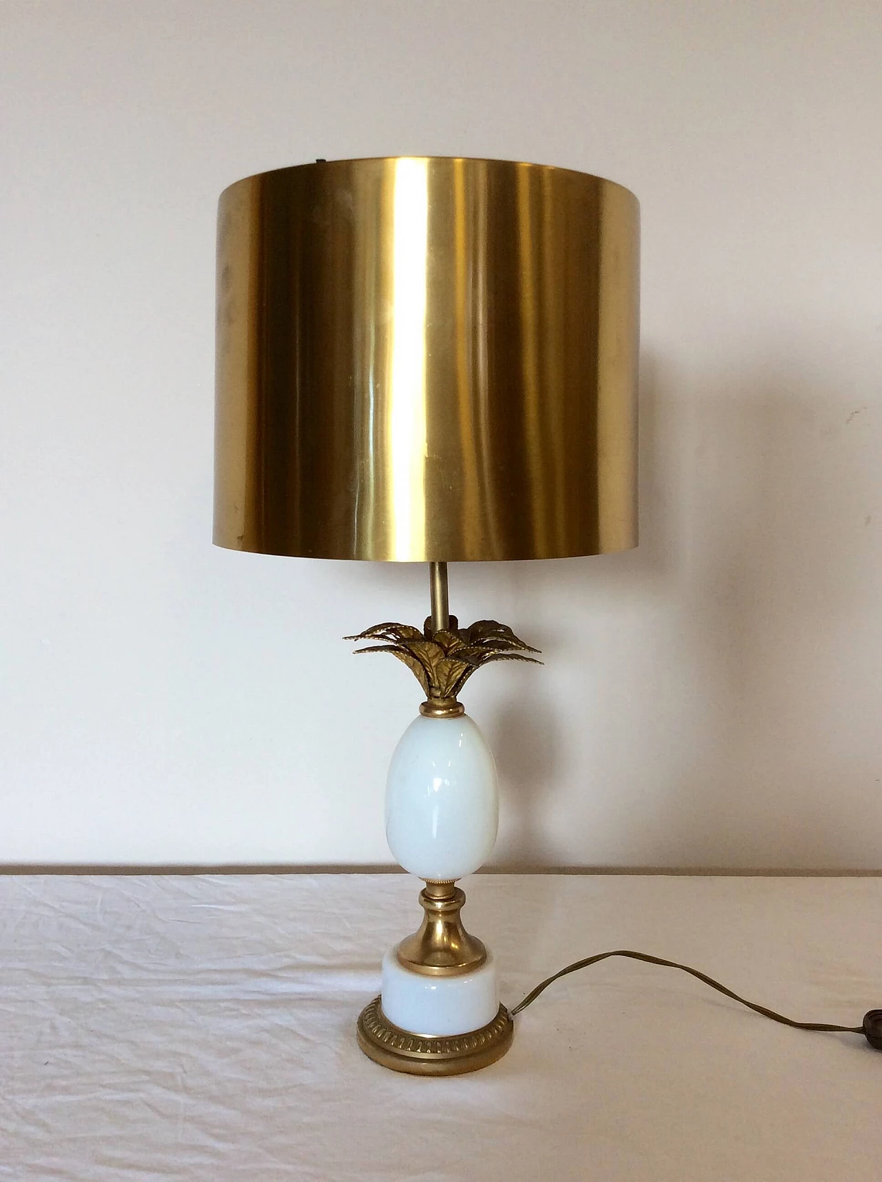 Lampada da tavolo in ottone e vetro di Maison Charles, anni '70 1098465
