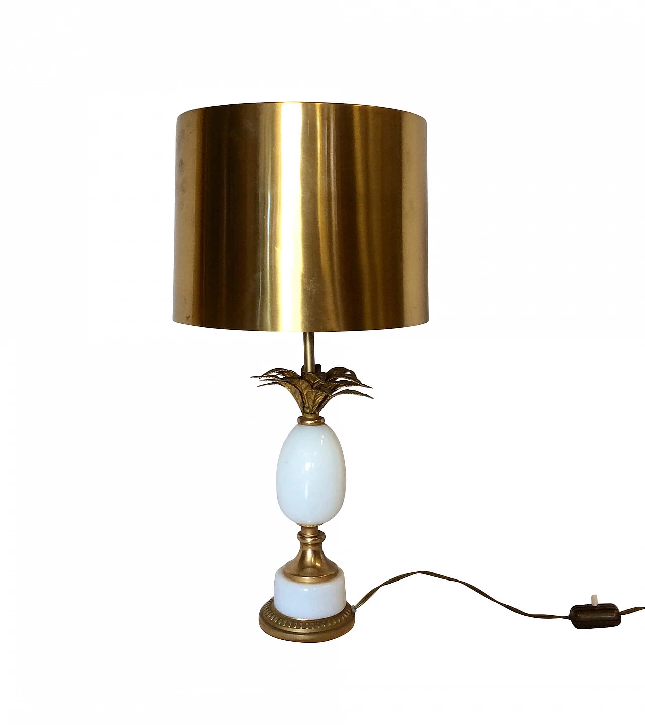 Lampada da tavolo in ottone e vetro di Maison Charles, anni '70 1098489