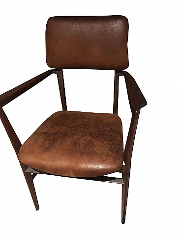 Armchair in mahogany and skai, 1950's