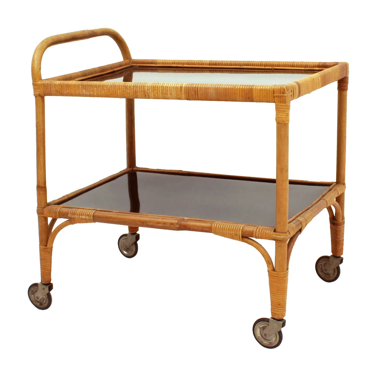 Serving Trolley in rattan and bamboo 1098676