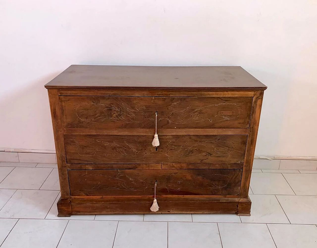 Walnut chest of drawers with keys, end of '800 1098835