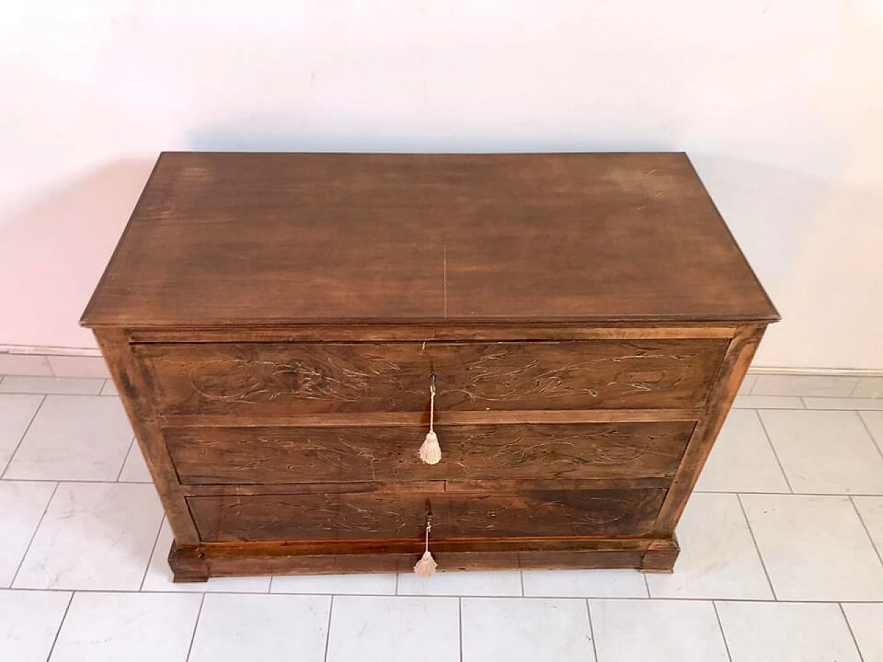 Walnut chest of drawers with keys, end of '800 1098840