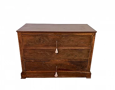 Walnut chest of drawers with keys, end of '800