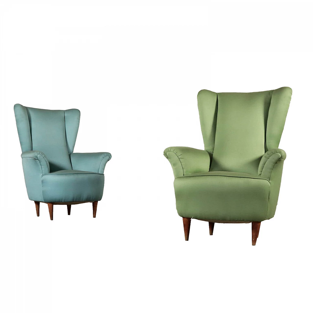 Pair of armchairs in pastel colors, 50s 1099302