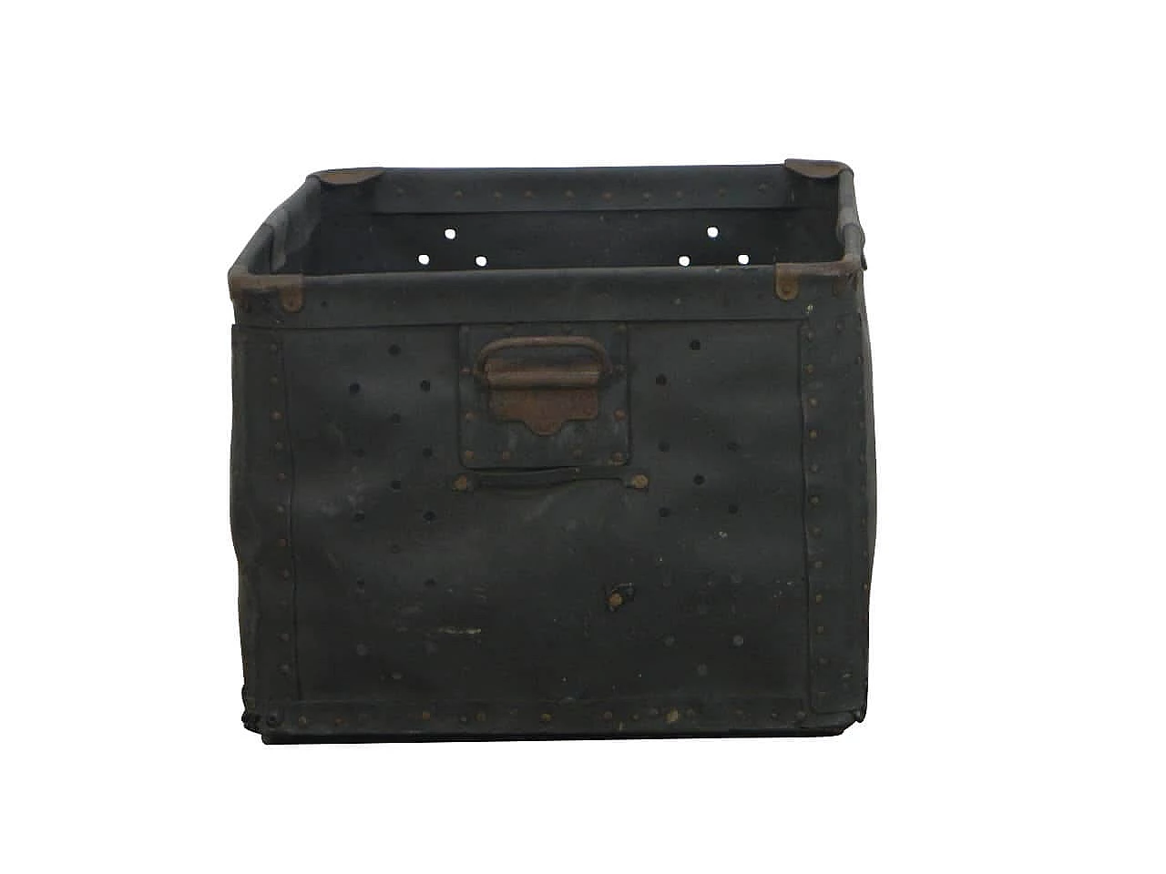 Industrial storage boxes in dark glazed cardboard and metal, 50s 1100208