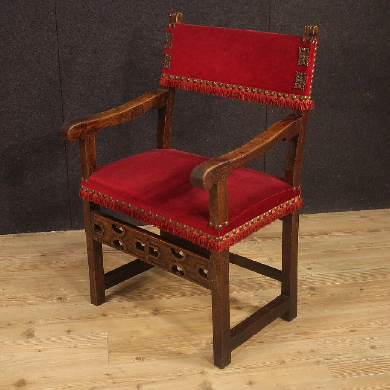 Ancient 19th century Italian walnut armchair 1100287