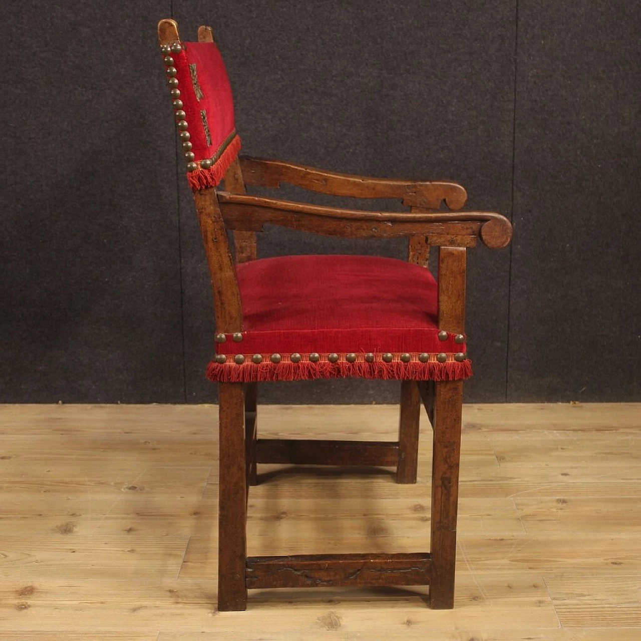Ancient 19th century Italian walnut armchair 1100291
