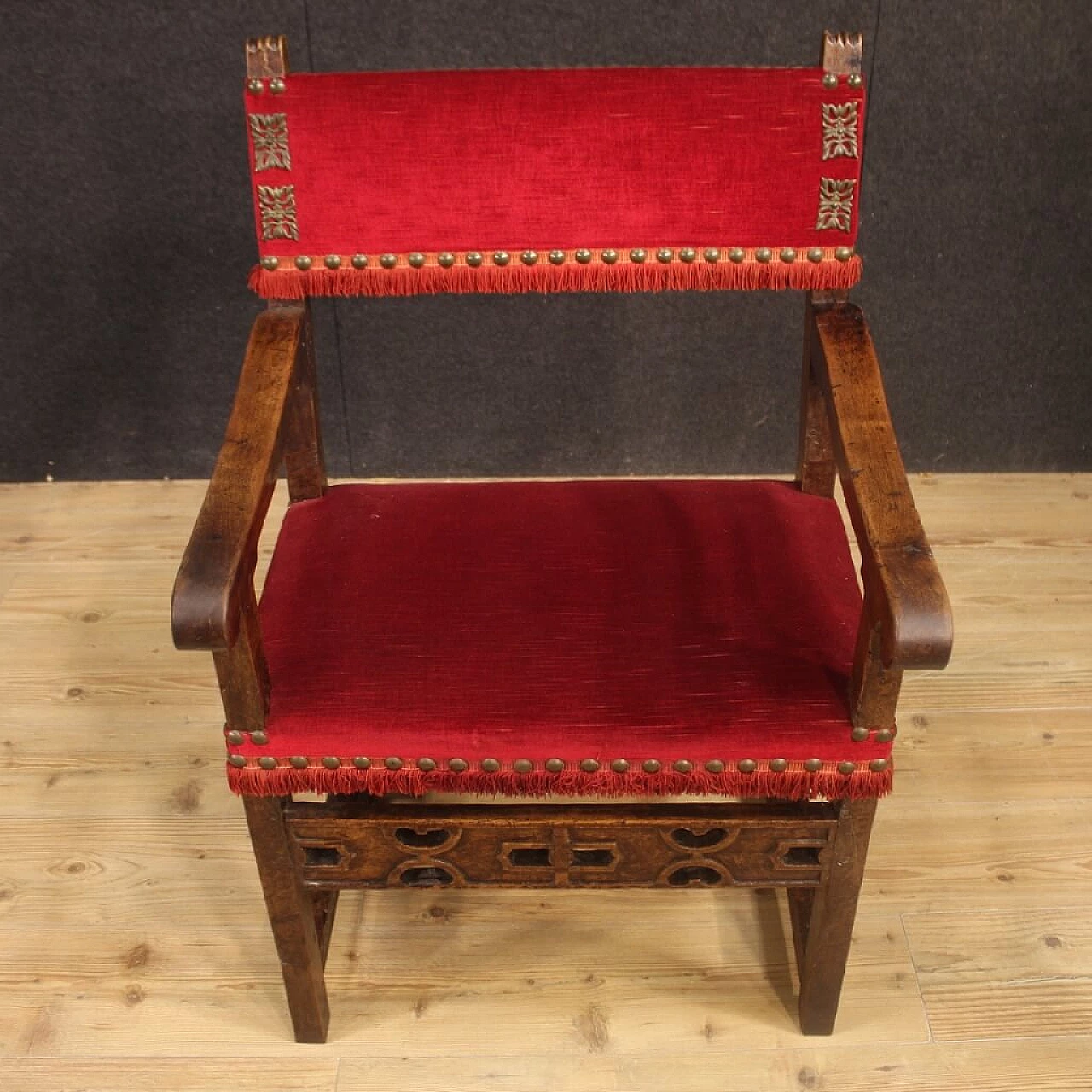 Ancient 19th century Italian walnut armchair 1100293