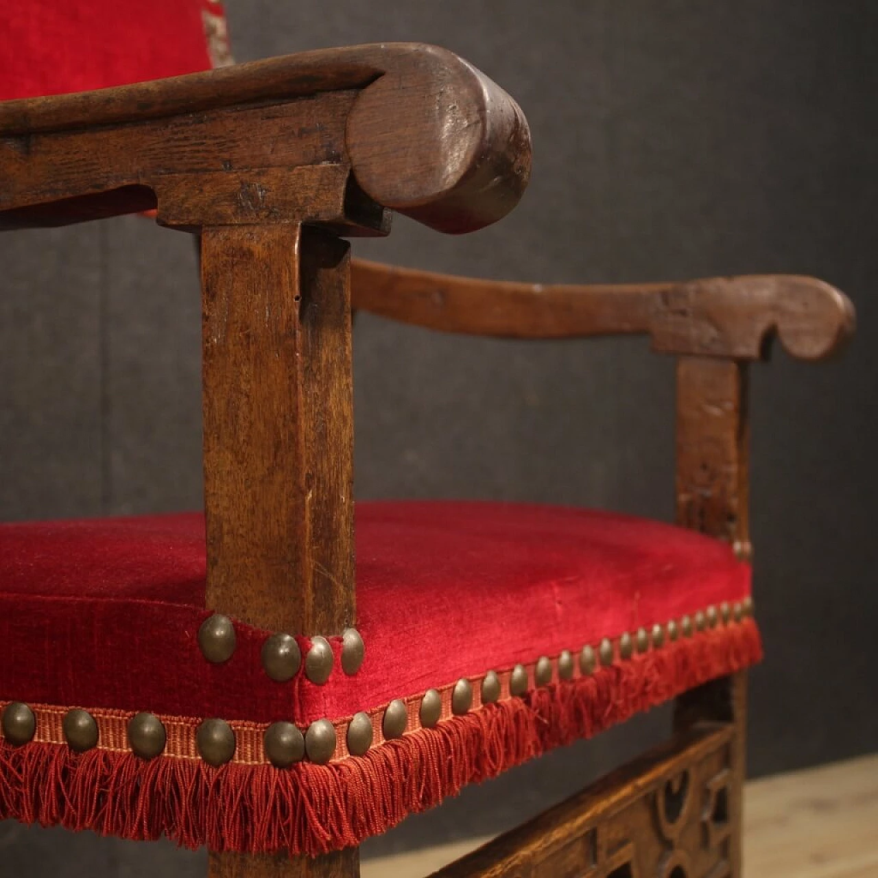 Ancient 19th century Italian walnut armchair 1100295