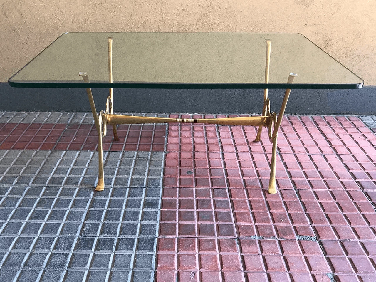 Smoking brass coffee table, 50s 1100366
