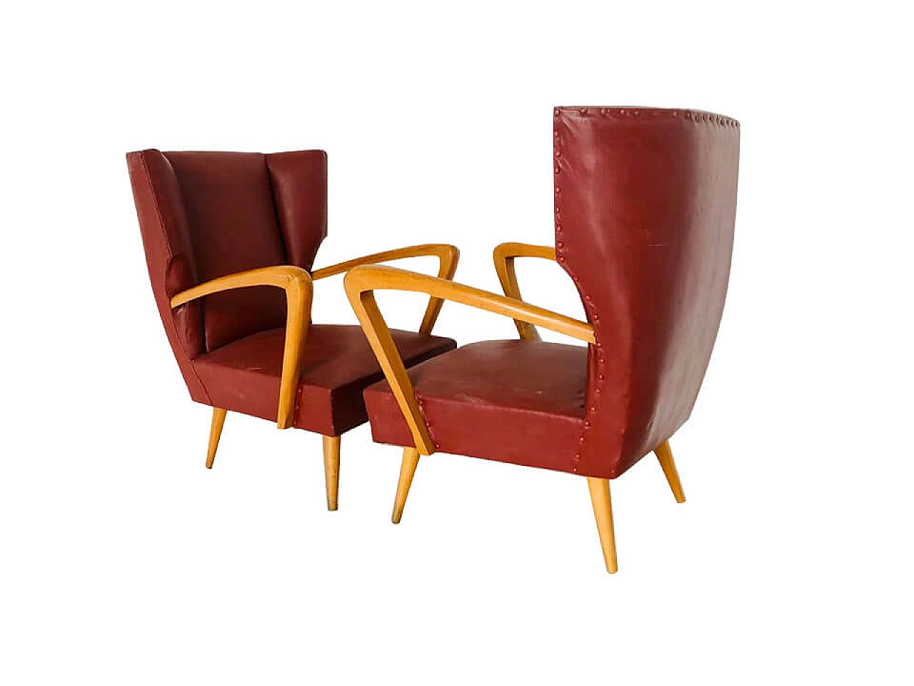 Pair of skai armchairs, 1950s 1100574