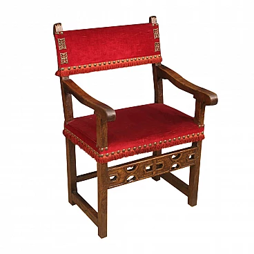 Ancient 19th century Italian walnut armchair