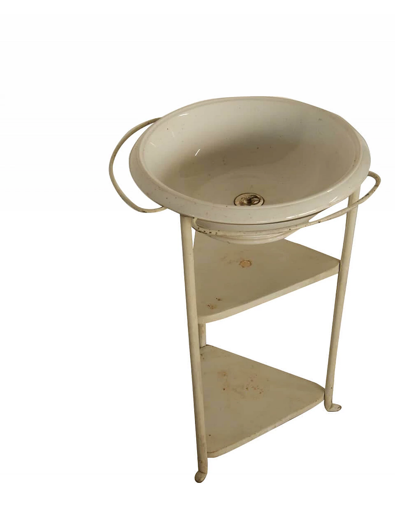 Antique room wash basin in white iron, 1950s 1100750