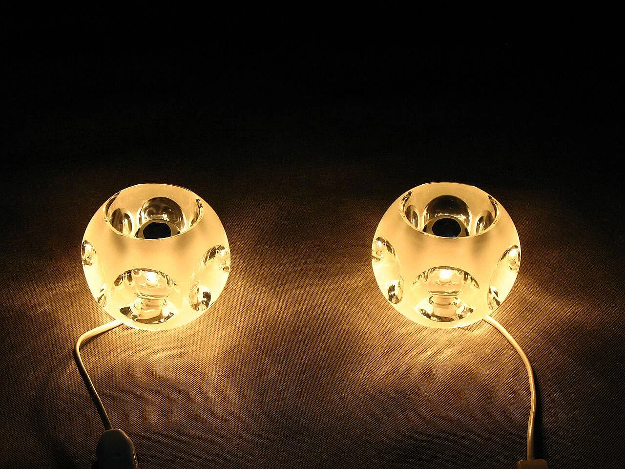 Coppia di lampade da tavolo in vetro di Peill & Putzler, anni '70 1100873