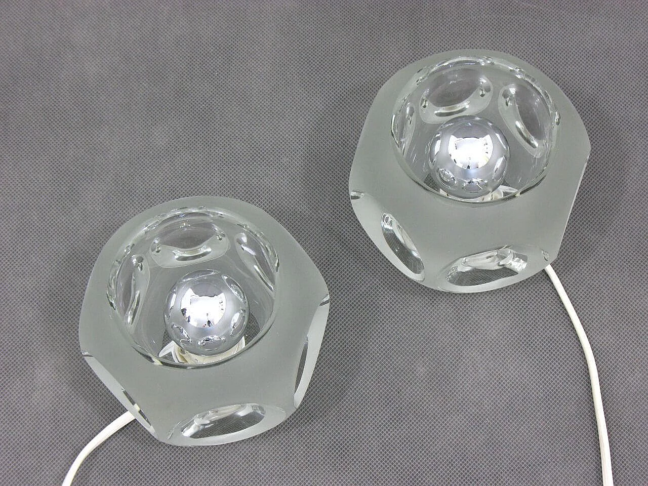 Coppia di lampade da tavolo in vetro di Peill & Putzler, anni '70 1100879