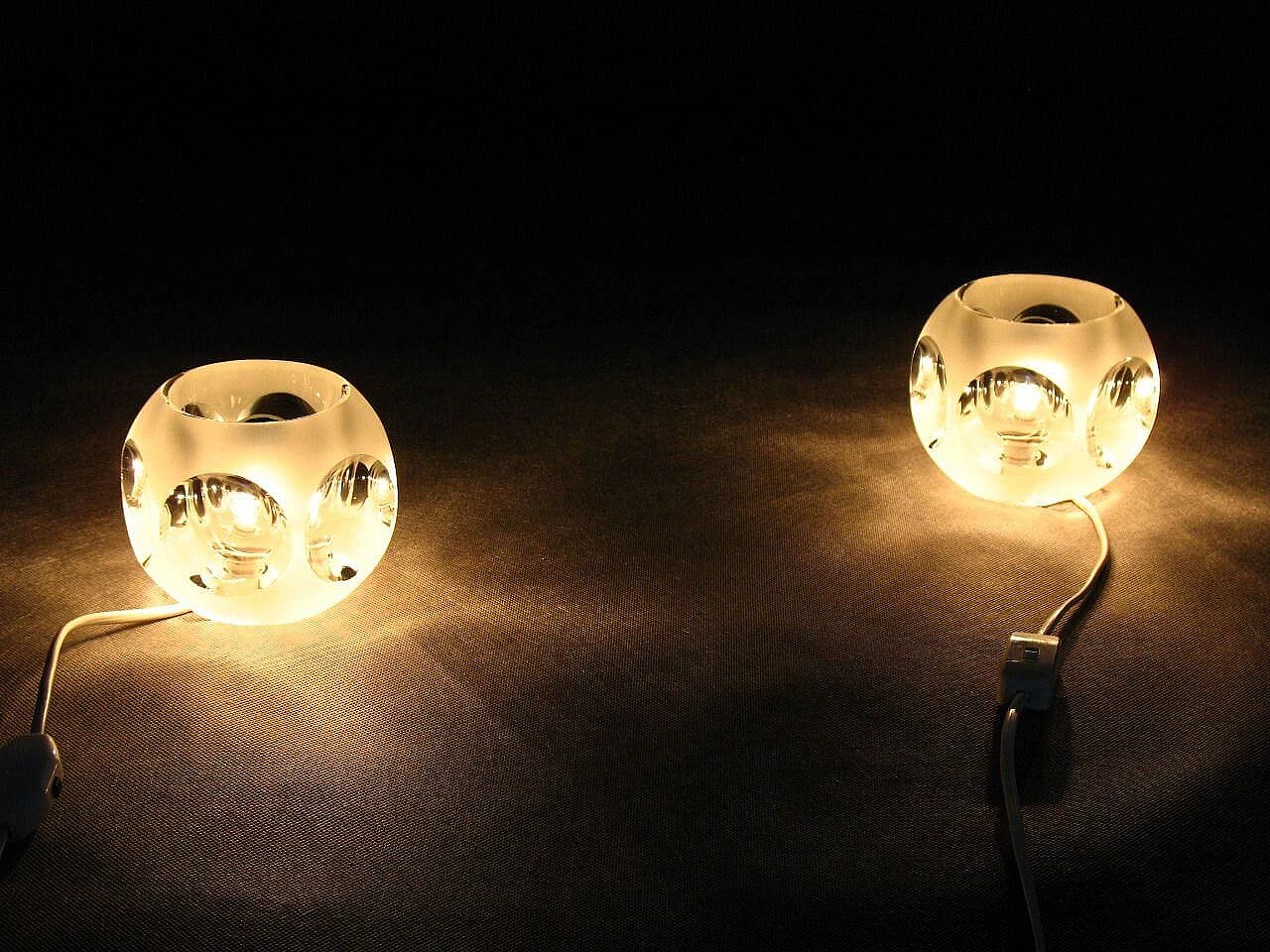 Coppia di lampade da tavolo in vetro di Peill & Putzler, anni '70 1100881