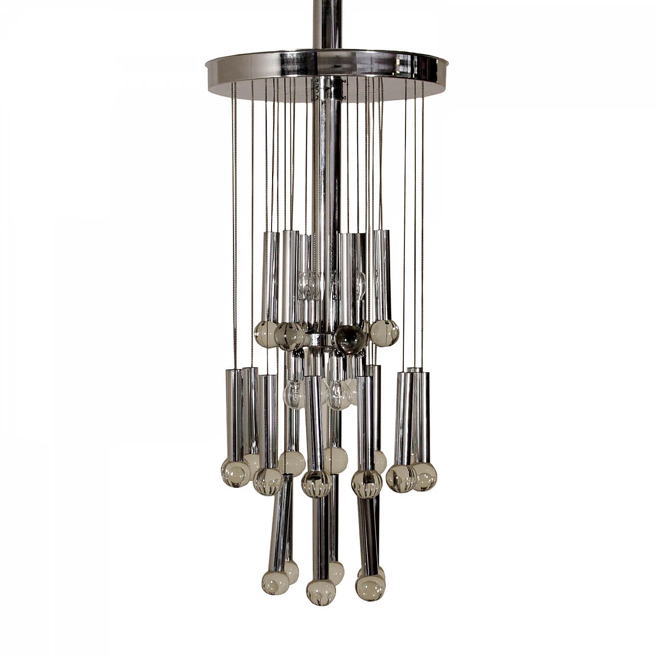 Chandelier in metal and glass, 1970s 1101918