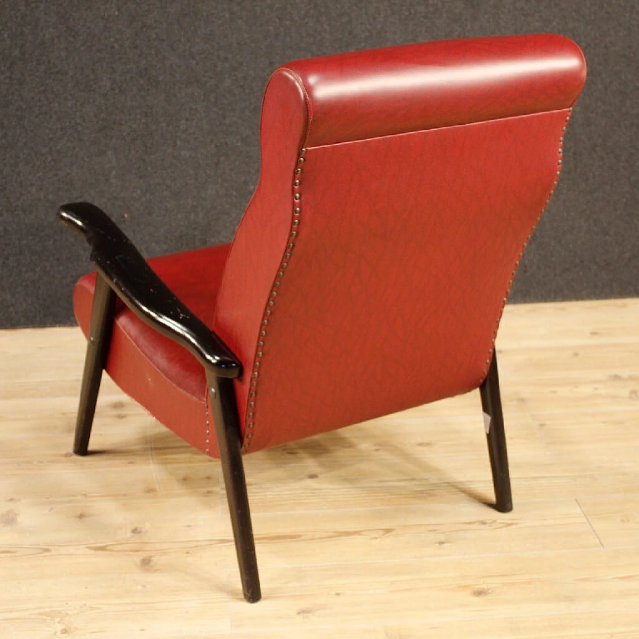 Italian design armchair in red imitation leather 1102018
