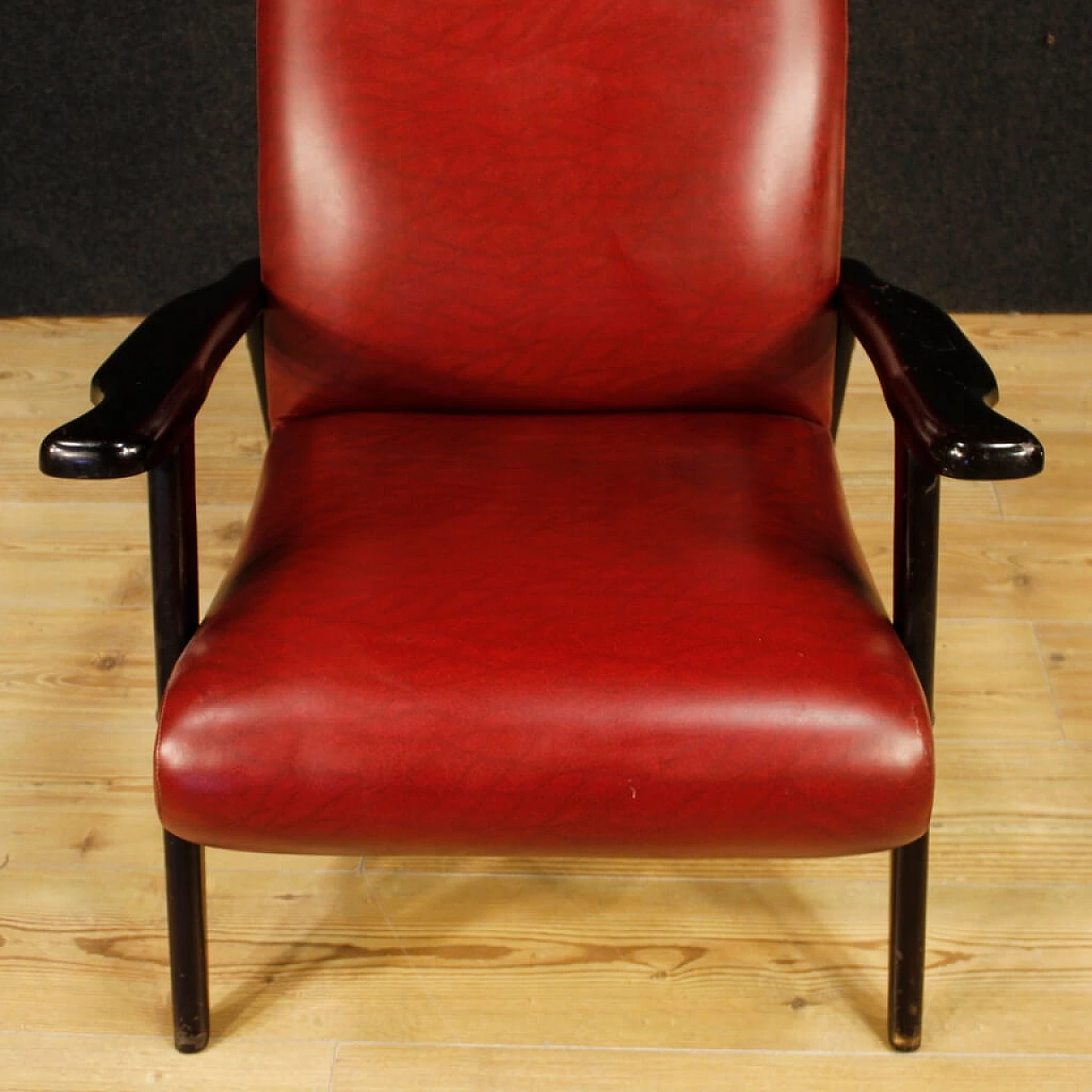 Italian design armchair in red imitation leather 1102022