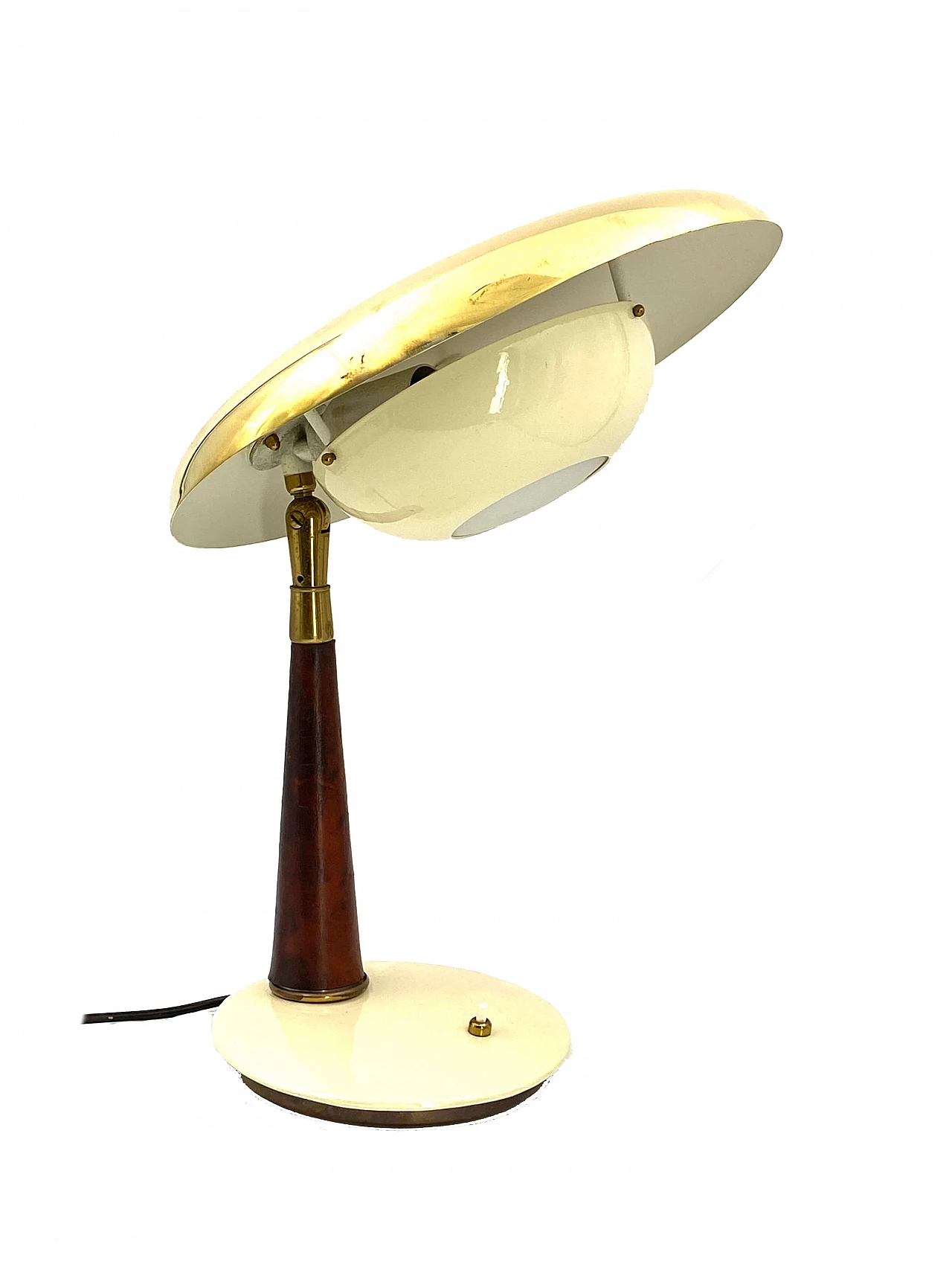 Lampada da scrivania in ottone e pelle Angelo Lelii per Arredoluce, 1956 1102258