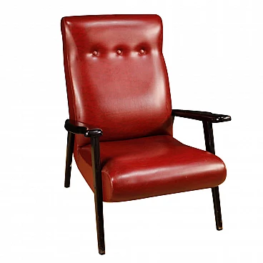 Italian design armchair in red imitation leather