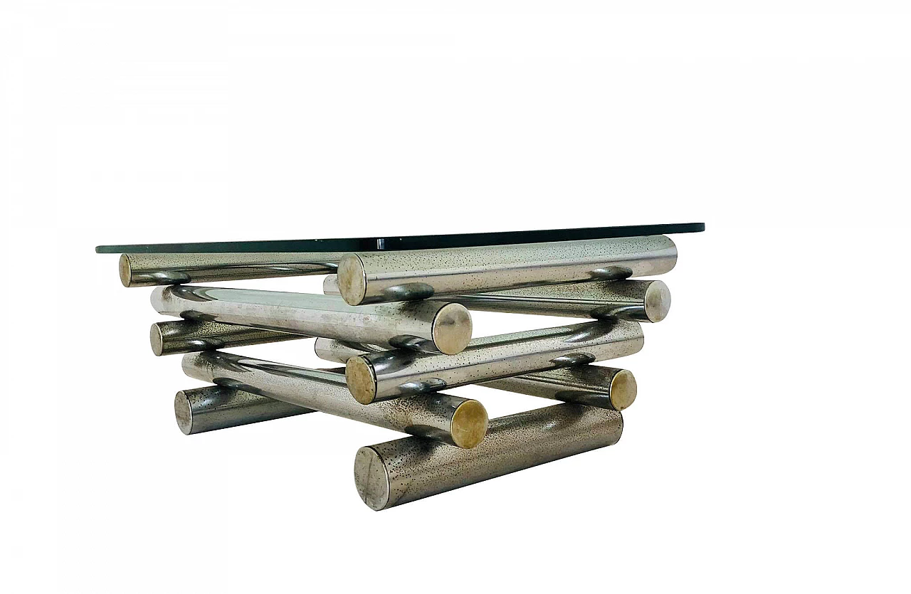 Steel and glass coffee table by Paul Mayen, 1970's 1102436