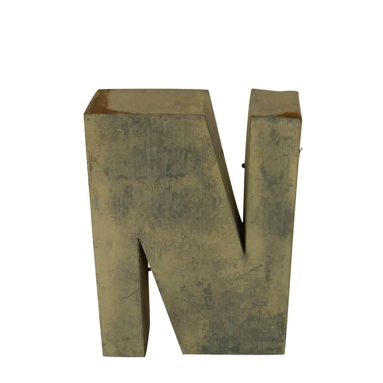 Wall decor capital letter N made in tin, 70s 1102462